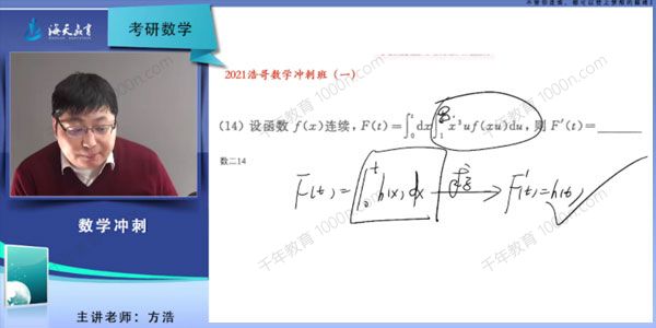 方浩 2021考研高等数学冲刺密训
