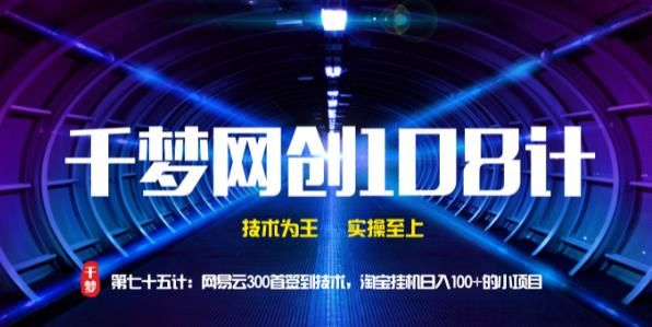 千梦网创108计 网易云300首签到技术 淘宝挂机日赚100+