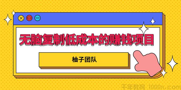 柚子《无脑复制低成本的赚钱项目》小白也能日赚200+