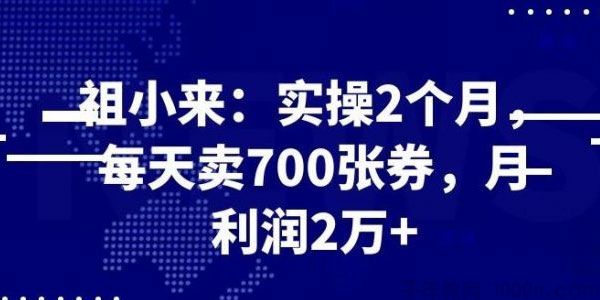 祖小来赚钱项目：实操2个月每天卖700张券，月利润2万+