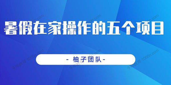 柚子《暑假在家操作的五个项目》稳定轻松实现日入100+