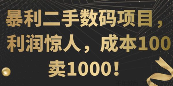 利润惊人的暴利二手数码项目 成本100卖1000