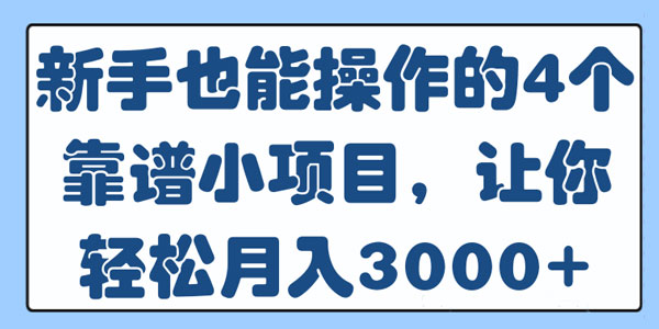 新手也能操作的4个靠谱小项目，让你轻松月入3000+