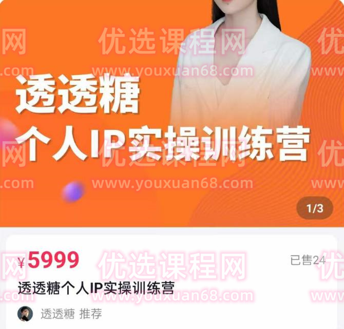 透透糖2023个人IP实操训练营，基础准备+短视频实操+高手进阶+变现落地+数据+电商