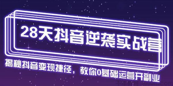 野火老师《28天抖音逆袭实战营》从0快速开启副业月入2w+