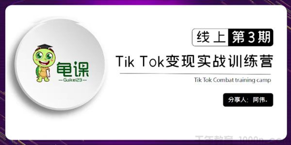 龟课《TikTok变现实战训练营线上第3期》轻松月入10000+