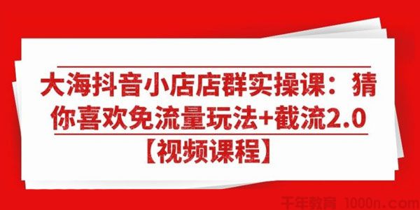 大海《抖音小店店群实操课》免流量玩法+截流2.0