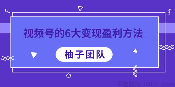 柚子-视频号的6大变现盈利方法 每种做到极致都能年赚100W+