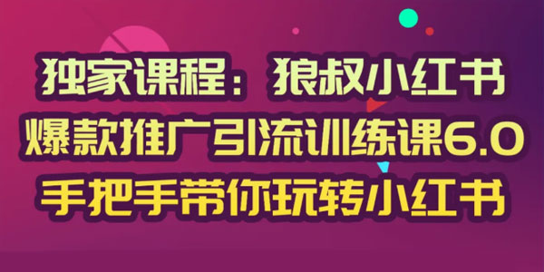 狼叔-小红书爆款推广引流训练课6.0