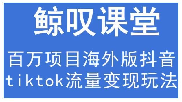 鲸叹号·海外TIKTOK训练营，百万项目海外版抖音TIKTOK流量变现玩法