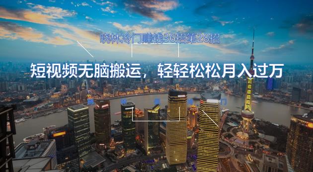 短视频无脑搬运，轻轻松松月入过万【视频课程】