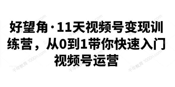 好望角《11天视频号变现训练营》