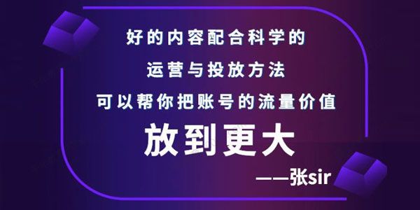 张sir账号流量增长课 告别海王流量让你的流量更精准