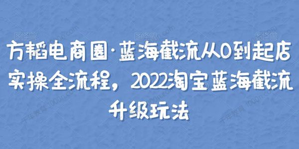 方韬电商圈《蓝海截流起店实操全流程》淘宝升级玩法