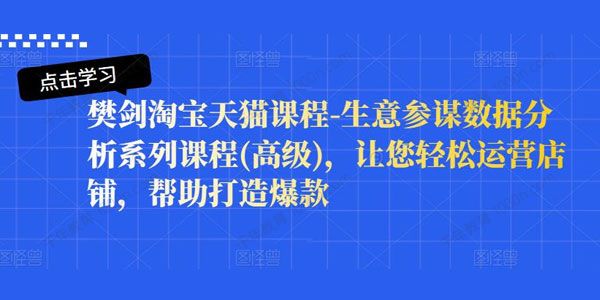 樊剑《淘宝天猫课程》生意参谋数据分析系列高级课