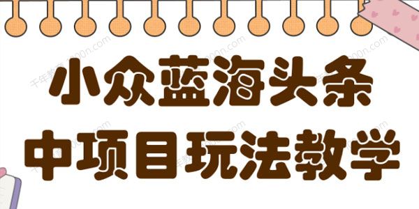 小众蓝海头条中项目玩法教学