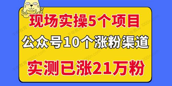 现场实操5个公众号项目 10个涨粉渠道实测已涨21万粉