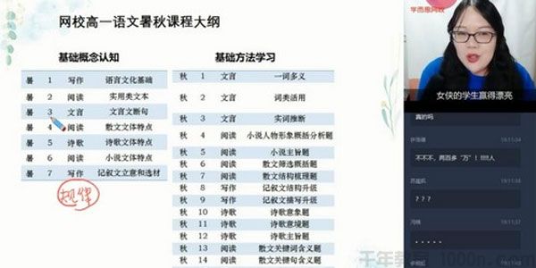 学而思-郑会英 高一语文核心方法 2020暑期直播班