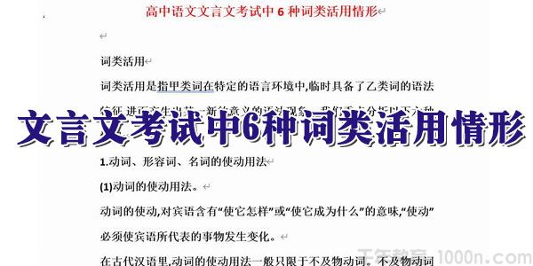 高中语文 文言文考试中6种词类活用情形 Word文档