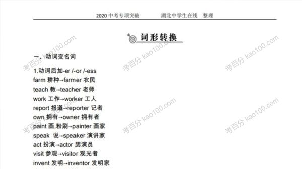 中考英语分版块专项重难点突破