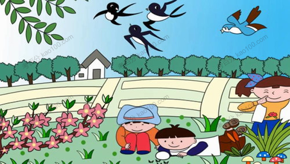 大手牵小手 看图说话